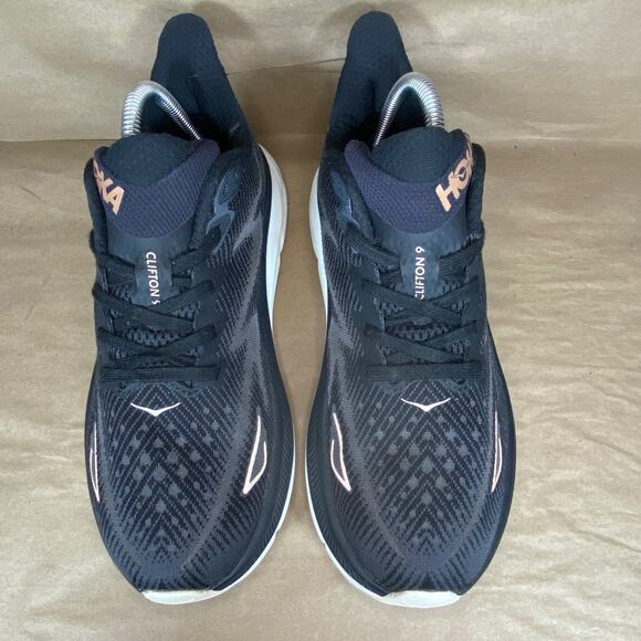 Hoka One One Clifton 9 Women Sz 9.5B Black Rose Gold Running Sneaks 1127896 BRGL - Picture 4 of 11